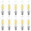 HUAMu Lampadine filamento LED E14, 6W Equivalenti a 60W, 600Lm, Bianca Freddo 6500K, Forma a Candela C35, Vetro vintage,Dimmerabile, Confezione da 10 pezzi