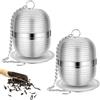 iJiZuo 2 Pezzi Infusore per Tisane, Colino da tè con Maglia, Colini da tè in Acciaio Inox a Rete, con Catena Lunga e Vassoio raccogligocce Rotondo, per Foglie di tè e Spezie e Condimenti
