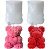GVMJHYK Cubetti Ghiaccio Silicone Stampo, 2pcs Muffa Del Silicone Dell'Orso Del Ghiaccio,Muffa Della Colata Di Forma Dell'Orso 3D,Decorazione Della Caramella Della Candela Profumata Del Dolce Di Diy