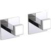 KINGGOO Ganci autoadesivi senza foratura, 2 pezzi, in acciaio inox, antiruggine, ideali per cucina, bagno, portasciugamani da letto, cromato