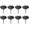 QUARKZMAN 8 Pezzi Pomelli a Stella M6 x 30mm Vite Filettata in Acciaio Inossidabile 304, 38mm Manopola Zigrinata Vite a Testa Zigrinata a 6 Stelle Plastica Impugnatura Manopola, Nero
