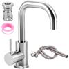 GOMETY Rubinetto da bagno in acciaio inox, girevole a 360°, rubinetto alto con tubo, miscelatore per acqua calda/fredda, lavabo per bagno, WC e cucina