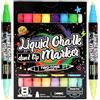 Yikki Pennarelli a gesso liquido, pennarelli a doppia punta per lavagne, punta reversibile per lavagne, cartelli, finestre, disegni AD, lavagne LED e bistrot (confezione da 8, 16 colori)