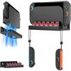 ivoler Supporto da Parete Compatibile con Nintendo Switch 2 (2025), Supporto in Salvaspazio con 12 Slot per Cartucce e Ganci per Joy-Con, Scaffale Adatto a Soggiorno e Camera da Letto - Nero