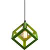 STOEX E27 Lampadario Sospensione industriale contemporaneo forma cubo quadrato, lampada da soffitto in metallo ferro paralume lampada, verde