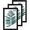 WENGTIAO Cornice A4 Nero 3 Pezzi, Cornice Portafoto in Legno per Foto Poster, Spessore 2cm Cornice A4 da Appendere alla Parete Orizzontale o Verticale Portafoto da Tavolo