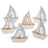 Logbuch-Verlag 6 barchette in legno color beige azzurro bianco decorazione marittima da tavolo per battesimo comunione cresima decorare casa in stile marittimo idea regalo 8 cm