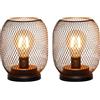 TRIROCKS Set di 2 Lampade da Tavolo a Batteria, Lanterne Metalliche Senza Fili con Bulbo LED, Luce Vintage per Matrimoni, Eventi, Patio, Interni