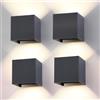 FUPE 4 Pezzi LED 15W Lampada da Parete Esterno/Interno Regolabile 3 colori Cubo 11CM IP65 Impermeabile Lampade da Esterno Parete Applique Esterni Quadrata Angolo del Fascio Regolabile Moderne Antracite