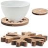 noTrash2003 Sottopentola 2 pezzi in legno di acacia naturale e sostenibile con design a fiocco di neve invernale Natale fonduta cucina