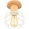 LIGKIN Plafoniera Vintage, E27 Legno Lampadario Soffitto Industriale, Gabbia Metallica Plafoniera, Vintage Industriale Plafoniere per Corridoio, Salone, Cucina, Soggiorno, Ø13.5CM(Bianco)