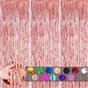 COSORO 3 pz Tende Scintillanti Metalliche Oro Rosa, Tenda con Frange Laser 1 * 2m, Tinsel da Parete, Sfondo con Nappe per Decorazioni Feste di Compleanno Ragazze, Addio al Nubilato, Matrimonio