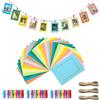 ROEOWENE 30pcs Cornice di Carta per Foto 10x15 Portafoto Cornice in Cartone Cornici per Foto da Parete con Corda+ Clips Cornici Carta Kraft fai da te Cornice da Appendere al Muro per Festa-Colorato
