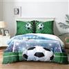 Yzehomijia Set copripiumini e federe per bambini Calcio (220x240cm + 2 federe 65x65cm) - Lenzuola in microfibra, lavabile in lavatrice, chiusura lampo, design stampa 3D.(F1×220)