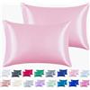 JUWENIN Federa per cuscini, effetto seta satinato, dimensione queen/standard, confezione da 2 pezzi, grigio, Seta Satin, rosa, Standard