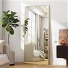 BEAUTYPEAK Specchio da pavimento infrangibile, 60 x 165 cm, da appendere o appoggiare alla parete, grande specchio da pavimento con supporto per camera da letto, soggiorno o spogliatoio, oro
