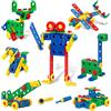 Riswistoy 82 Pezzi Bauspielzeug Set, Ideales Konstruktionsspielzeug für Kinder zum Bauen von Robotern, Flugzeugen und Fahrzeugen