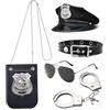 Dzorim Costume Polizia Set, Accessori Poliziotta Donna Police Accessories Bambino Kit Poliziotto Carnevale con Cappello della Polizia, Badge, Manette, Occhiali, Giocattolo