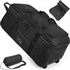 TAIHOYIN Borsone da Viaggio Pieghevole con Ruote Grande 85-100L Espandibile Borsa Sportiva Uomo Valigia con Ruote XL per Campeggio, Nero