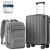COOLIFE EasyJet Trolley Bagaglio a Mano 55x40x20 e Zaino da Imbarco 20L(40x25x20cm) Set di Valigie, Valigia Bagaglio a Mano, Chiusura a Combinazione Laterale con TSA per Ryanair