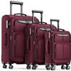SHOWKOO Set di 3 valigie in tessuto morbido, espandibile, leggero, durevole, con lucchetto TSA e 4 ruote (M L XL rosso)