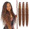 FESHFEN Ocean Wave Crochet Hair extension - 3 Pezzi Estensioni Capelli per Treccine a Onde Sintetici Ondulati Braiding Trecce Boho Posticci Extensions per Donne, 55 cm Arancione