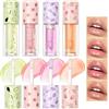 Petansy Fruit Flavored Plumping Lip Oil Set di 4 Pack idratanti Lip Glow Oil Long Lasting Nourishing Lip Gloss Set No-Sticky Gloss Lip Balm Lip Care