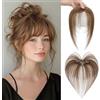 MY-LADY Fringe Clip Real Hair 100% Human Hair con 2 clip, Natural Bangs Extension Front Fringe Hairpiece French Air Bangs for Women(Marrone Cioccolato)