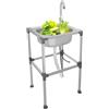 NIGORIY Lavello con base 201, in acciaio inox, autoportante, con rubinetto per acqua calda e fredda, capacità di carico 60 kg, con rubinetto a 360°, lavello da campeggio (42 x 37 x 75 cm)