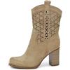 IF Fashion Stivali Stivaletti Tronchetti da Donna Traforato Camoscio Sintetico Con Tacco XG115 beige N.37