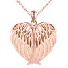 MicLee Collana Ciondoli Cuore di Foto da Donna in Argento 925 Pendenti Medaglioni con Foto Creativo Collane di Ala - Piuma Ciondolo Apribile Oro rosa