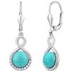 SILVEGO Orecchini da Donna in Argento 925 con Turchese Vero e Zirconia Cubica, JST14710TU