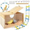 GZqiancang 1 Pezzi Nido Per Pappagalli, Nido Per Cocorite In Legno con Giochi per Uccelli Pappagalli per Piccoli Uccelli Come Fringuelli Pappagallini Canarini(19.5 x 12 x 12 cm)
