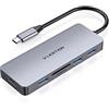 LENTION 6-in-1 Hub USB C a HDMI 4K, 3 USB 3.0, Lettore di Schede SD/Micro SD, Adattatore per 2024-2016 MacBook Pro, Nuovo Mac Air, iPhone 15 Plus PRO Max, Surface PRO 9 (C18, Grigio Spazio)