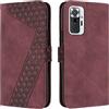 OKZone Cover per Xiaomi Redmi Note 10 PRO/Redmi Note 10 PRO Max, Custodia a Libro in Pelle Protettiva Folio Portafoglio con Chiusura Magnetica e Slot per Carte Wallet Case Flip Cover (Rosso)