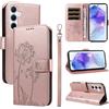 Bravoday Cover per Samsung Galaxy A55 5G, Custodia in PU Pelle Portafoglio Flip Schede con Slot per Carte, Magnetica Antiurto Cover per Galaxy A55 5G, Oro Rosa