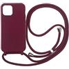 wentdzSW Cover Compatible con iPhone 11 Pro - Cordino per Custodia con Collana Case Opaca Antiurto con Laccio/con Cordino TPU Corda Silicone Case -Rosso