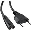 Bromae Cavo di Alimentazione 2 Poli 2m Cavo Alimentazione C7 Spina Euro Power Cable per PS5 / PS4 / PS4 Slim / PS3 Slim/Xbox One S/X, Xbox Série X/S, TV Monitor Samsung LG Philips Sony Sharp TCL ecc