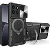 UPLAI Cover per Honor 70 Lite 5G/Honor X6/Honor X8 5G, Ultra Sottile Antiurto Armatura Custodia con Diapositiva Telecamera Cover e Magnetica Kickstand, Premio PC+TPU Durevole Caso.Nero
