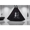 Villages de Provence Set di 2 strofinacci per le mani, sale e pepe, per cucina, rotondo, con lacci, motivi ricamati, 100% cotone, diametro 65 cm, lavabile in lavatrice (nero grigio, confezione da 2)