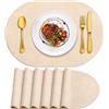 ADRIMER Set di 6 tovagliette ovali resistenti al calore, lavabili, 30,5 x 43,2 cm, impermeabili, lavabili in poliuretano, per cucina, sala da pranzo, beige