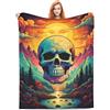 amepay Coperta con teschio, idea regalo per adulti e bambini, in flanella, motivo gotico, con scheletro gotico, morbida e leggera, decorazione per la casa, divano, letto, 203 x 152 cm
