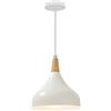 Hongho Lampadario a sospensione industriale moderno da soffitto E27 in alluminio nordico legno lampade a LED Ø20 cm Altezza regolabile Design per camera da letto soggiorno cucina (solo bianco)