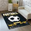 Stillshine. Tappeto Camera da Letto 3D Calcio Ragazzi Bambini Soggiorno Fiamma Campo da Calcio Decorazione Antiscivolo Tappeti Nero Blu Flanella Tappetino Strisciante Lavabile (Colore 1,80×120 cm)