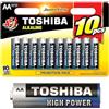 Toshiba 10 batterie AA, batterie alcaline LR6 1,5 V, ultra lunga durata, 10 anni di conservazione, ideali per telecomandi, giocattoli, dispositivi elettronici, 40700110