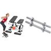 Sunny Health & Fitness Advanced Mini Home Steppers with Resistance Bands + 35.5 cm Threaded Chrome Dumbbell Bar