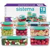 Sistema KLIP IT Contenitori per alimenti | Contenitori per la preparazione dei pasti impilabili ed ermetici | Scatole per il pranzo per la scuola e snack | 18 pz. (9 contenitori e coperchi)
