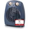 EMERIO Termoventilatore da 2000 W, piccolo e leggero, portatile, per circa 25 m², 2 potenza di riscaldamento + funzione ventilatore, termostato regolabile, interruttore di sicurezza ribaltabile