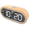 CGV Sveglia Acuna in Legno Naturale di Faggio Certificato FSC, Modalità Notte Nera, Display della Temperatura, Porta USB, Doppia Allarme & Funzione Snooze Touch