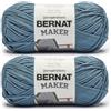 Bernat Maker Steel Blue Yarn - 2 confezioni da 250 g - 72% cotone 28% nylon - #5 Bulky - 290 m - per maglieria, uncinetto e amigurumi